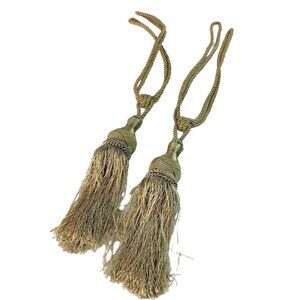 Set Gold Curtain Tie Back Fringe Tassels 9 Inches Hollywood Regency u